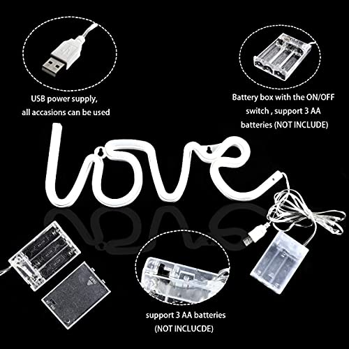 Gesto Love Neon Sign for Bedroom - USB or Battery Light for Wall, LED Light Up Sign for Girls, Party, Christmas, Bar (Pink) - Image 2