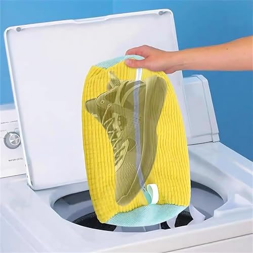Gowloz Yellow Shoe Washing Machine Laundry Organizer – Mesh Washer & Dryer Pouch for Sneakers, Trainers & Delicates | 360° Deep Cleaning (Pack of 1) - Image 2