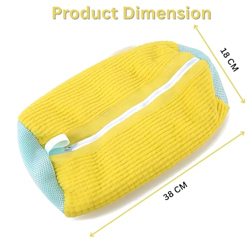 Gowloz Yellow Shoe Washing Machine Laundry Organizer – Mesh Washer & Dryer Pouch for Sneakers, Trainers & Delicates | 360° Deep Cleaning (Pack of 1) - Image 3
