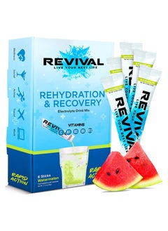 Revival Rapid Rehydration Electrolytes Powder - High Strength Vitamin C B1 B3 B5 B12 Supplement Sachet Drink Effervescent Electrolyte Hydration