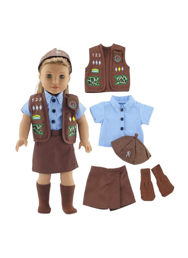 Emily Rose Emily Rose 18-inch Doll Clothes Modern 4-Piece Girl Scout Brownie Uniform | Officially Licensed by Girl Scouts of The USA | Gift Boxed!  - Image 1