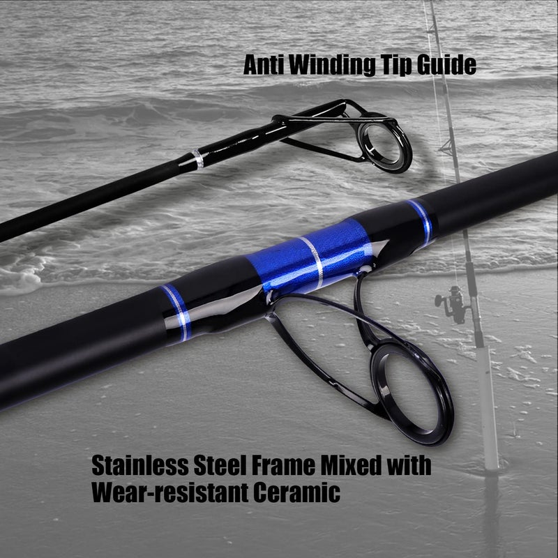 Fiblink Surf Spinning Fishing Rod Carbon Travel Surf Rod 3 Piece Saltwater Spinning Fishing Rod 12' - Image 3