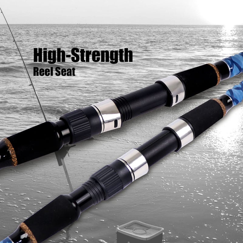 Fiblink Surf Spinning Fishing Rod Carbon Travel Surf Rod 3 Piece Saltwater Spinning Fishing Rod 12' - Image 5