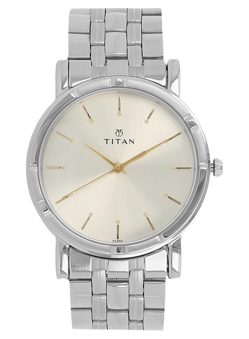 Titan Quartz Analog Silver Dial Stainless Steel Strap Watch for Men - Image 1