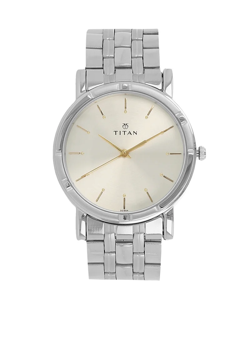 تيتان Titan Quartz Analog Siler Dial Stainless Steel Strap Watch for Men