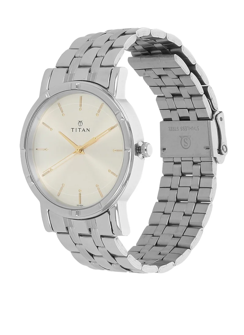 تيتان Titan Quartz Analog Siler Dial Stainless Steel Strap Watch for Men