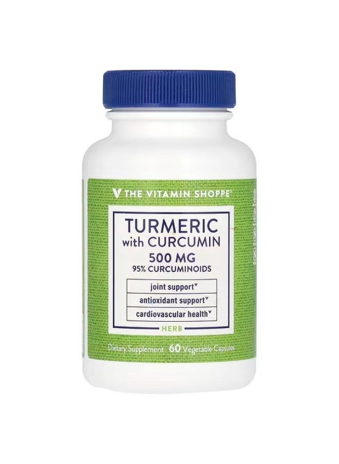 The Vitamin Shoppe Turmeric With Curcumin, 500 mg, 60 Vegetable Capsules 
