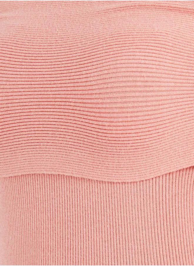 Styli Ribbed Knit Off Shoulder Sweater Midi Dress