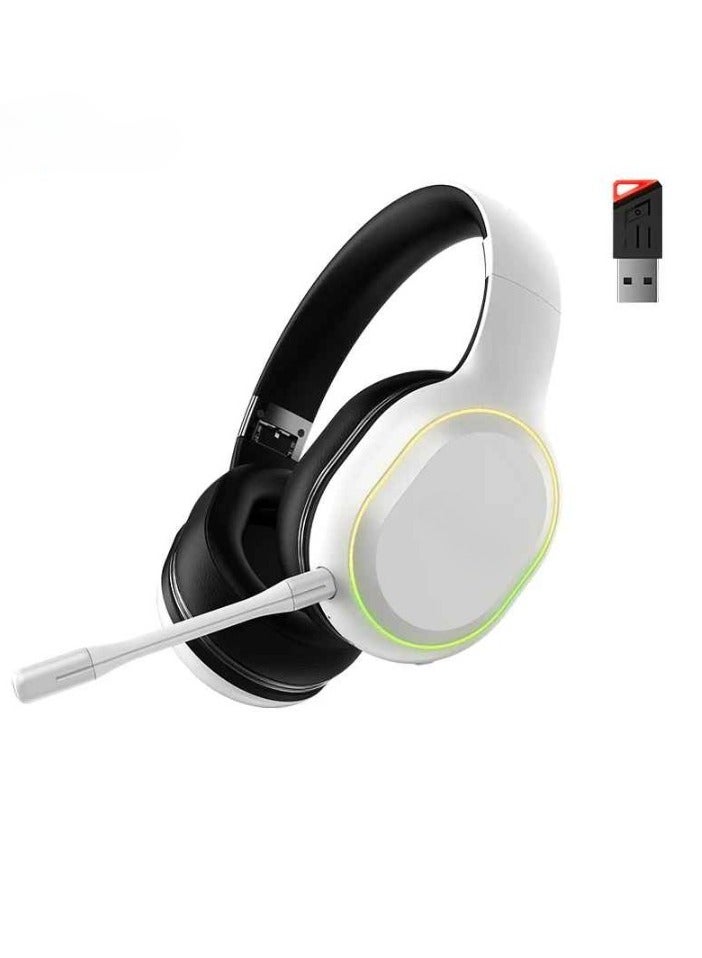 Gaming Headphones, USB Bluetooth Wireless Game Headset, High Bass Vibration Earphone With Built In Microphone And RGB Lightening For Music Gaming, (Pack Of 2pcs, White) - Image 1