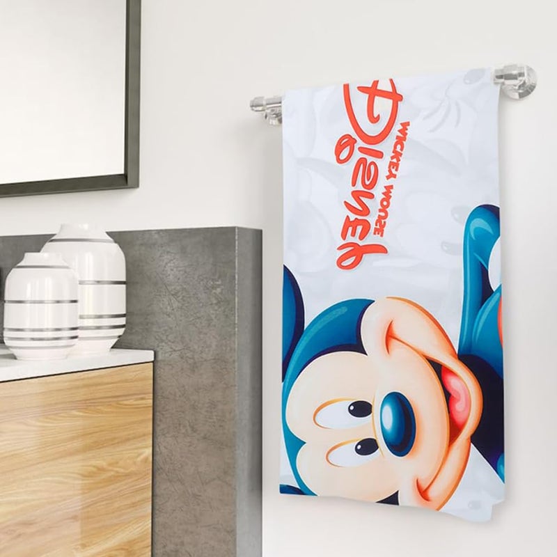 Kuber Industries Kuber Industries Disney Mickey Mouse Microfiber Soft Kids Bath Towel (White)  - Image 1