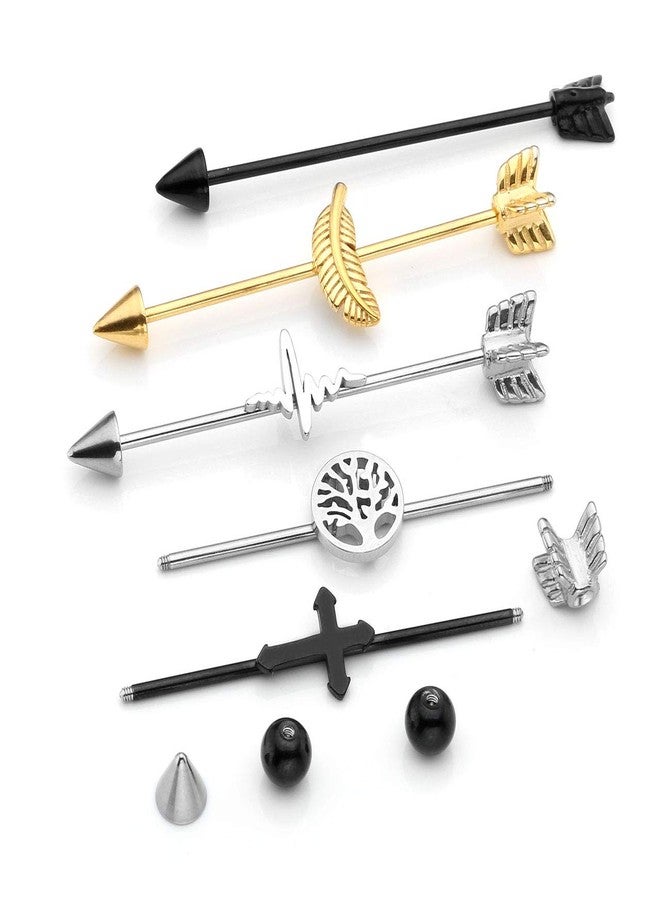 PiercingJ 4-5pcs 14G/16G Long Industrial Piercing Jewelry Stainless Steel Barbell Ear Cartilage Helix-Conch Piercing Bar Earrings Stud 38/37mm - Image 3