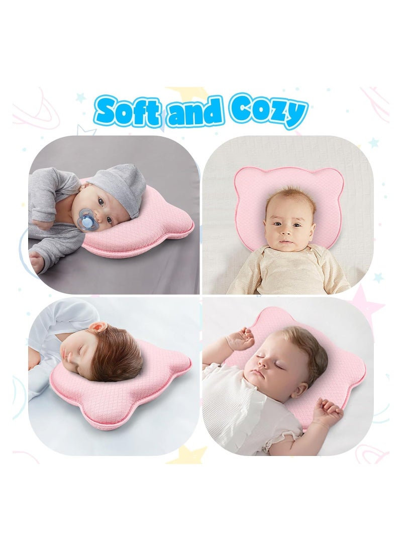 Y&D Baby Head Shaping Pillow, Soft and Cozy Pillow for Sleeping, Memory Foam Organic Cotton Cover, Neck Support, Breathable Set Infants & Toddlers (Pink)  - Image 2
