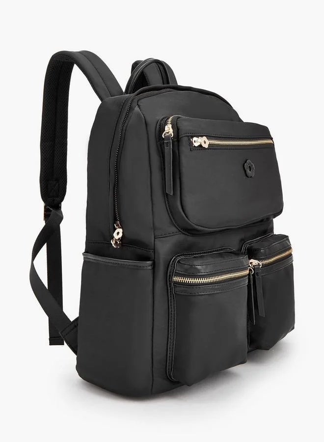 Missy BLACK Solid Backpack With Adjustable Shoulder Straps for Women | Best Price UAE