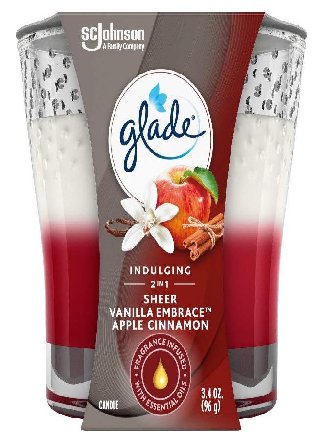 Glade Glade Candle Jar, Air Freshener, 2in1, Sheer Vanilla Embrace & Apple Cinnamon, 3.4 Oz  - Image 1