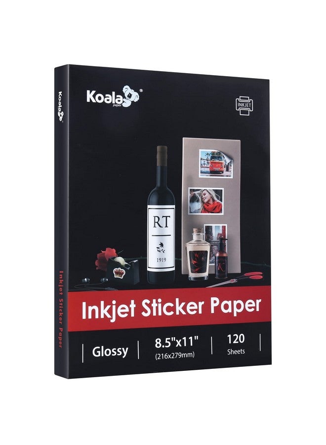 KOALA PAPER Koala Printable Glossy Sticker Paper For Inkjet Printer, White, 8.5X11 Inch Self-Adhesive Photo Sticker Printer Paper, (120 Sheets) - Image 1