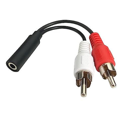 C&E 6 Inch 3.5mm Female to 2 RCA Male Stereo Audio Y Cable, Nickel Plated Adapter Compatible for TV,Smartphones, MP3, Tablets, Speakers,Home Theater - Image 1