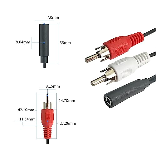 C&E 6 Inch 3.5mm Female to 2 RCA Male Stereo Audio Y Cable, Nickel Plated Adapter Compatible for TV,Smartphones, MP3, Tablets, Speakers,Home Theater - Image 4