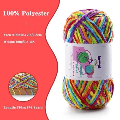DAERBOF 3 Skeins Soft Fluffy Velvet Yarn, Chenille Chunky Yarn for Hand Knitting and Crocheting DIY Craft, Amigurumi Crochet Yarns（3×196.8yds, 3×3.5oz） (Mauve) - Image 3