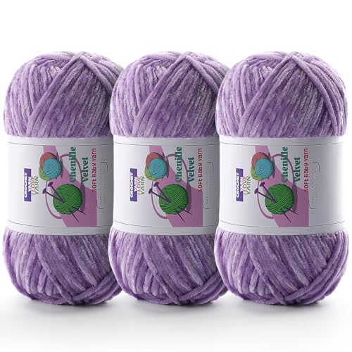 DAERBOF 3 Skeins Soft Fluffy Velvet Yarn, Chenille Chunky Yarn for Hand Knitting and Crocheting DIY Craft, Amigurumi Crochet Yarns（3×196.8yds, 3×3.5oz） (Mauve) - Image 1