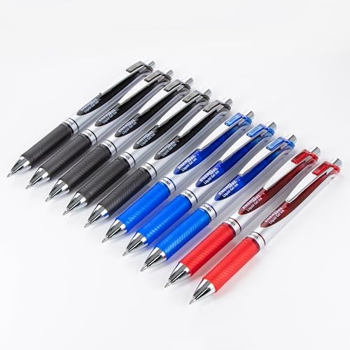 Pentel Energel 0.7mm Deluxe RTX Liquid Gel Ink Pens, Metal Tip, Pack of 10 Pens; 5 Black 3 Blue and 2 Red - Image 2