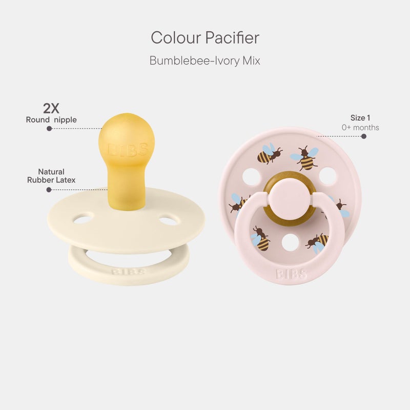 BIBS حلمة بيبس ستوديو 2-باك، مصاصة خالية من BPA، حلمة دائرية. مطاط طبيعي، صنع في الدنمارك، الحجم 1 (0-6 أشهر)، عاجي/بتلة - Image 2