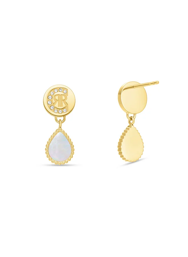 CERRUTI 1881 Eletra Gold Plated with White Mother of Pearl and Crystals Earrings for Women