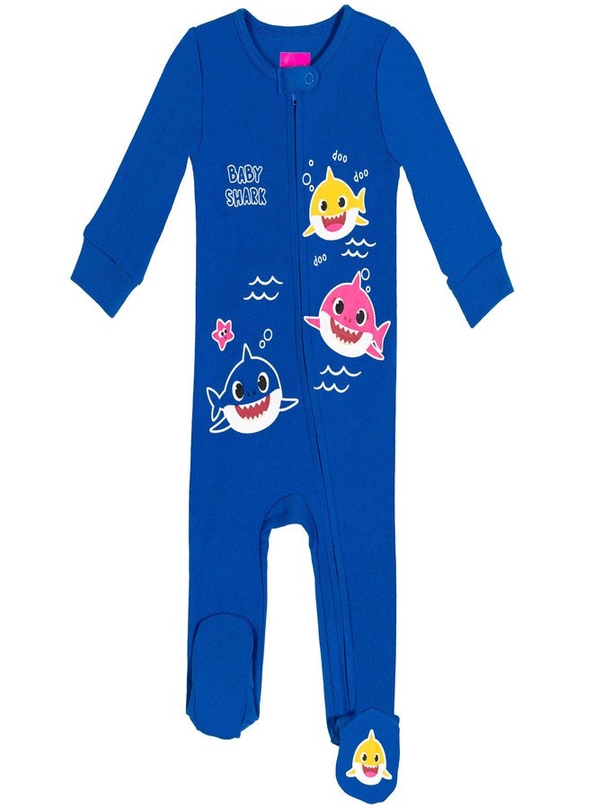 Pinkfong Baby Shark Newborn Baby Boys 2 Pack Zip Up Sleep N' Play Coveralls Gray/Blue 0-3 Months - Image 2
