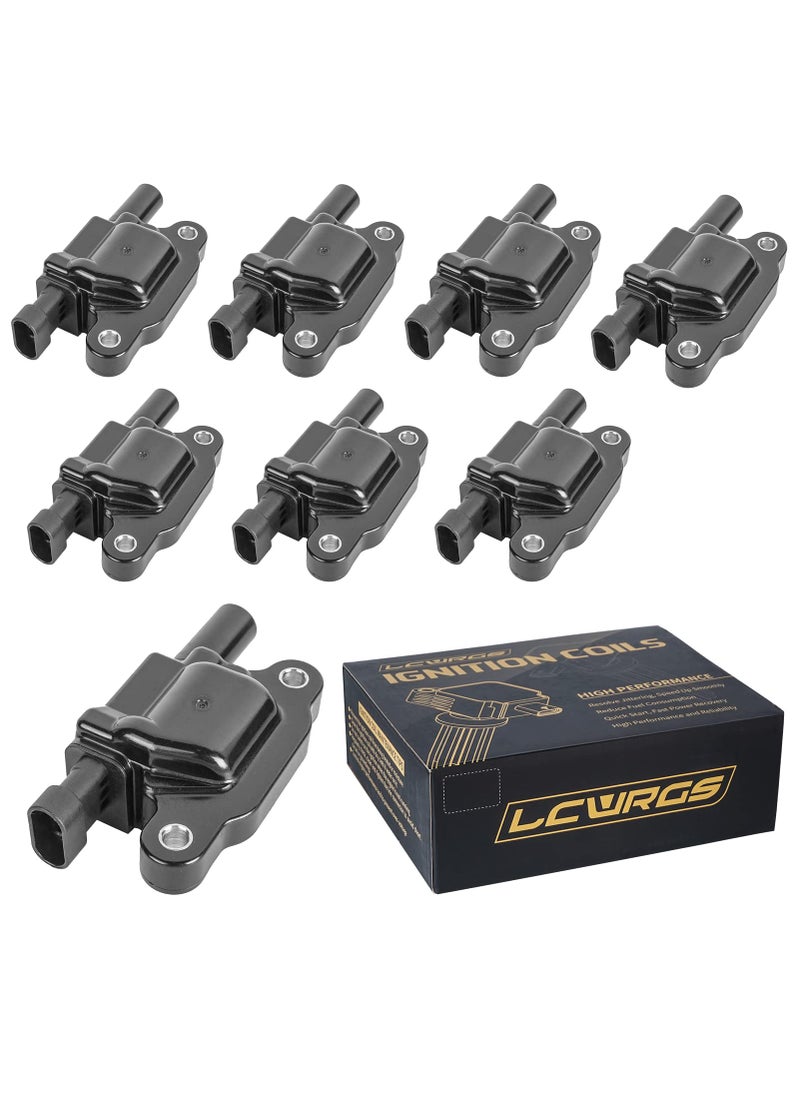 LCWRGS Set of of 8 Square Ignition Coil Pack Fits for 5.3 V8 2007 2008 2009 2010 2011 Chevy Silverado 1500 Avalanche Tahoe Suburban GMC Yukon Sierra Coils 5.3L Replaces# UF413 12570616  - Image 1