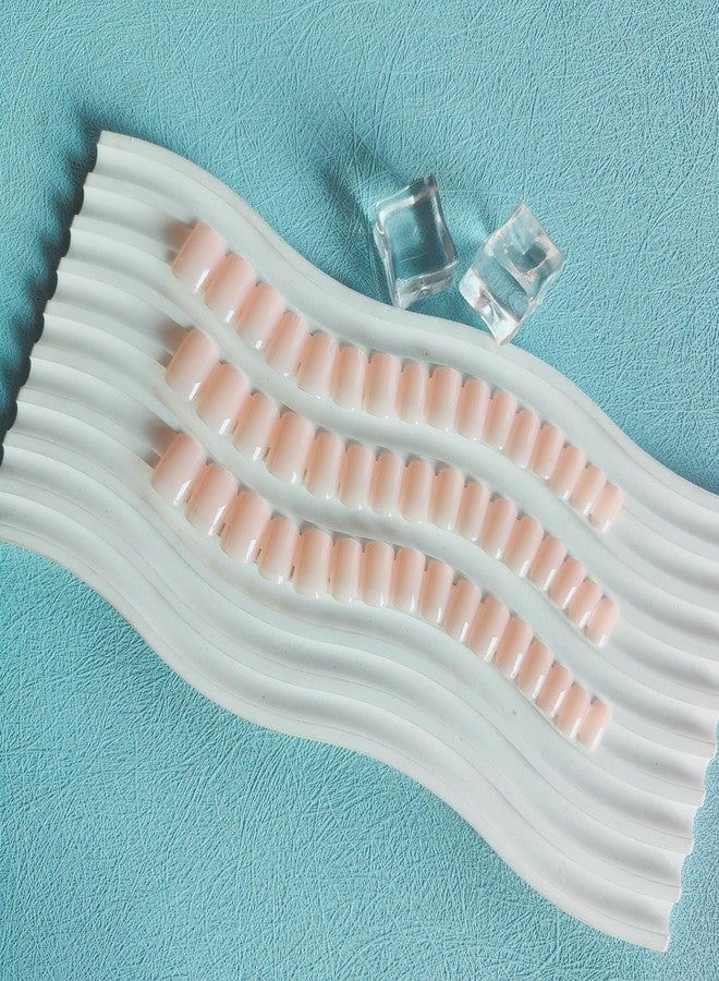 KQueenest 48 Pcs Acrylic Press on Nails Short Square, Natural Nude Pink Nails Press ons, Semi-Transparent Fake Nails Natural, Acrylic Glue on Nails Short, Stick on Nails for Women Daily Wear - Image 3