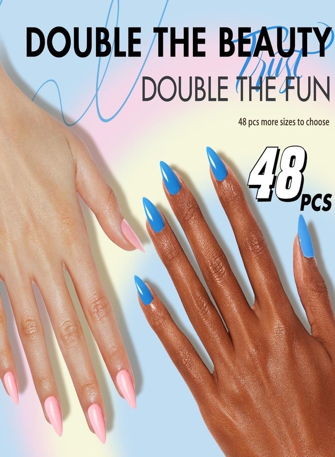 KQueenest 48 Pcs Acrylic Press on Nails Short Square, Natural Nude Pink Nails Press ons, Semi-Transparent Fake Nails Natural, Acrylic Glue on Nails Short, Stick on Nails for Women Daily Wear - Image 4