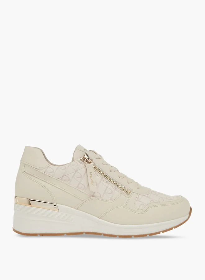 Paprika Women's Monogram Print Sneakers with Lace-Up Closure