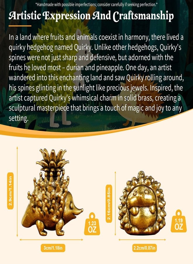 chovy زينة قنفذ فريدة مصنوعة يدويًا بأسلوب عتيق - تمثال قنفذ دوريان من النحاس الصلب 100% | قطعة فنية قابلة للجمع بأسلوب عتيق للمنزل والمكتب | هدية مميزة لمحبي الحيوانات وعشاق الطعام - Image 3