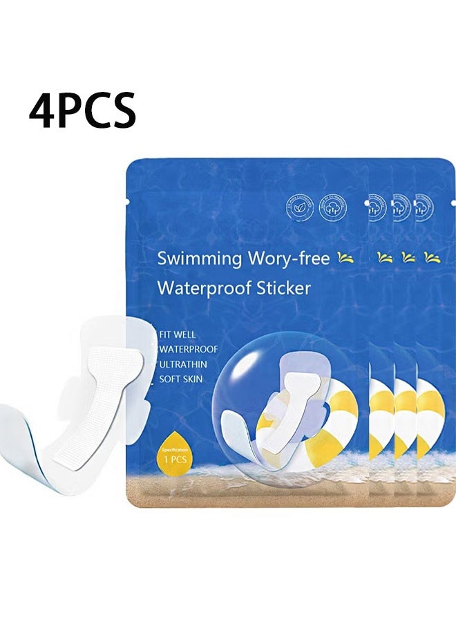GMORO 4Pcs Swimming Worry-free Waterproof Sticker，Water Park Female's Waterproof Protective Stickers Special Non-Stick Hair Private Parts Anti-Infection Protection Skin Bath Stickers  - Image 1