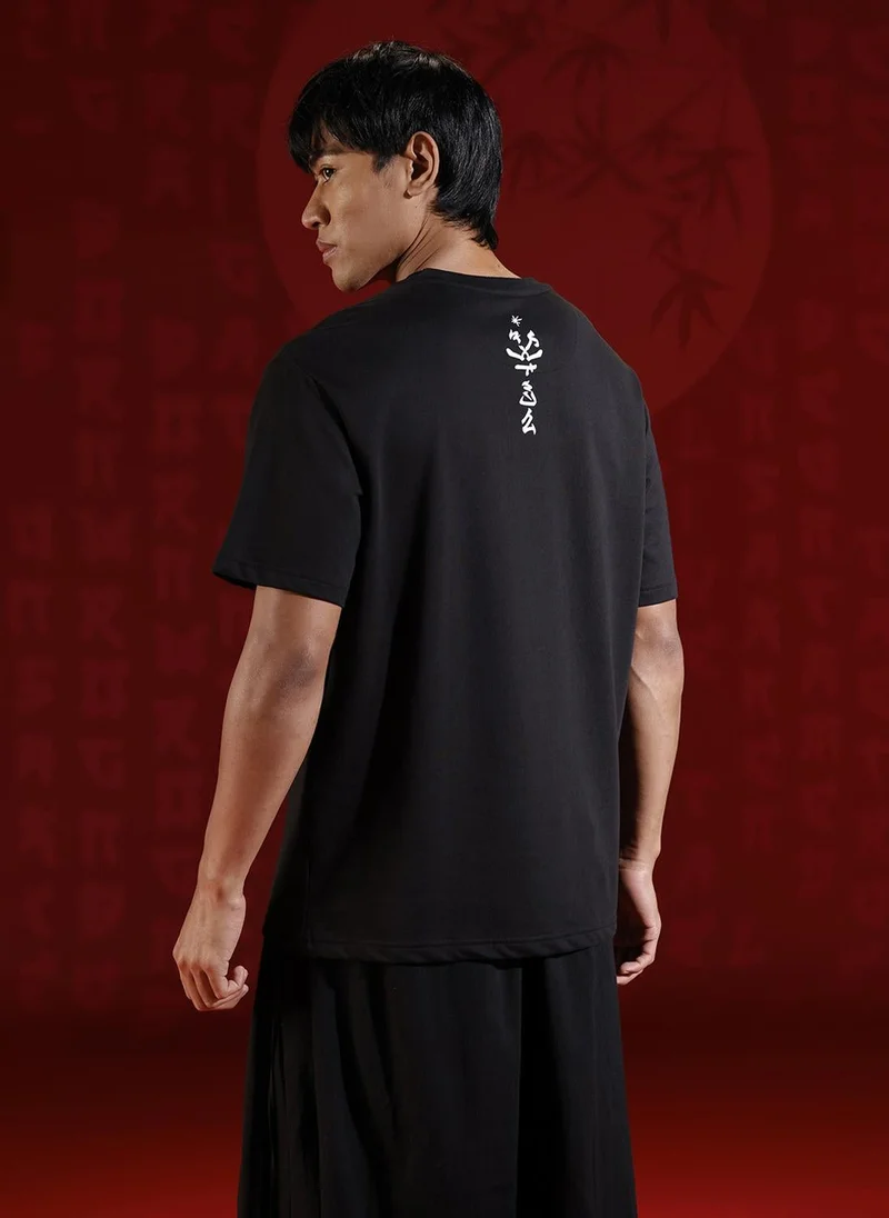 Wrogn Statement front print oversized tshirt | Black