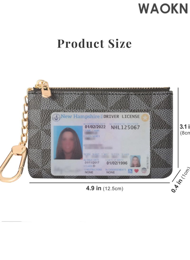 دبليو أيه أو كي أن محفظة نقود من الجلد الأصلي للنساء والرجال - محفظة صغيرة بسحاب مع سلسلة مفاتيح وحامل بطاقات - محفظة صغيرة متعددة الاستخدامات للنقود والعملات المعدنية والبطاقات - حقيبة صغيرة لمستلزمات السفر الأساسية (أسود) - Image 2