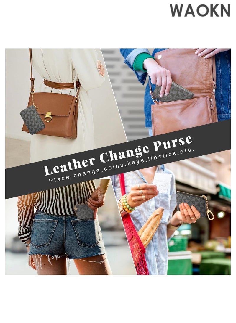 دبليو أيه أو كي أن محفظة نقود من الجلد الأصلي للنساء والرجال - محفظة صغيرة بسحاب مع سلسلة مفاتيح وحامل بطاقات - محفظة صغيرة متعددة الاستخدامات للنقود والعملات المعدنية والبطاقات - حقيبة صغيرة لمستلزمات السفر الأساسية (أسود) - Image 5