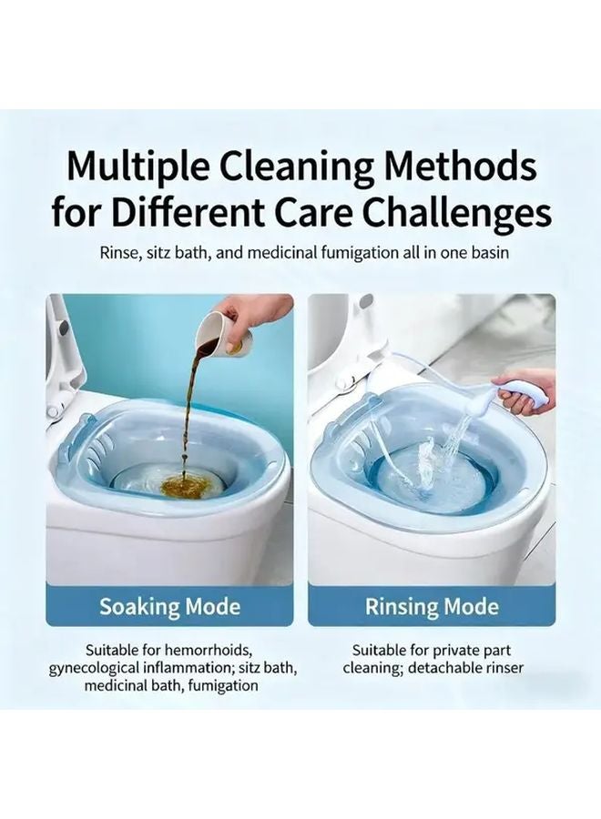 حوض استحمام أزرق للجلوس للعناية بالبواسير بعد الولادة، مناسب للحمام، تصميم بدون قرفصاء - Image 3