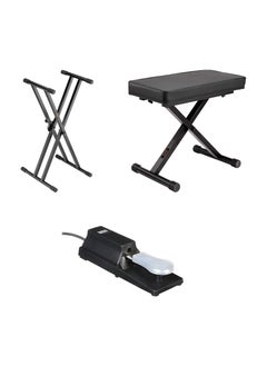 Combo Deal Double X Keyboard Stand with Piano X Bench and Sustain Pedal