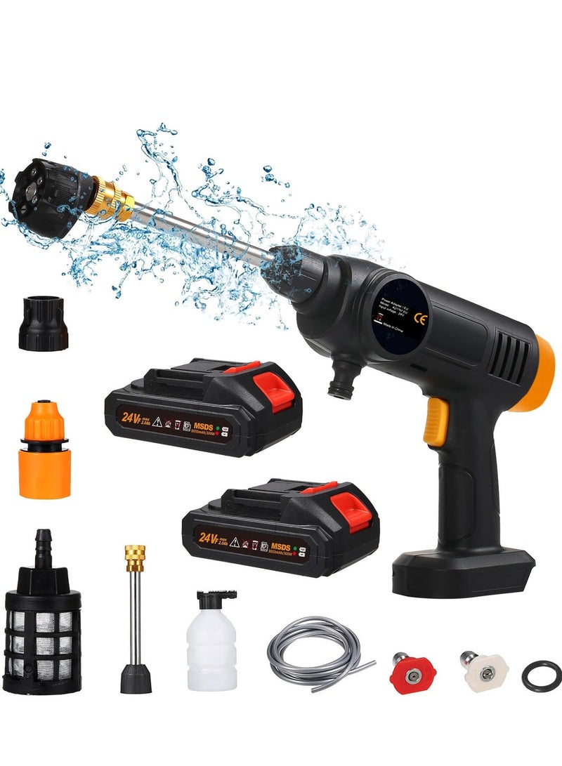 Chase Up Cordless Pressure Washer - Portable 150W Power Washer Cleaner Kit with 2Pcs Rechargeable Battery&6-In-1 Nozzle, Handheld High-Pressure Car Washer Gun for Home/Cars Cleaning, Charger Included