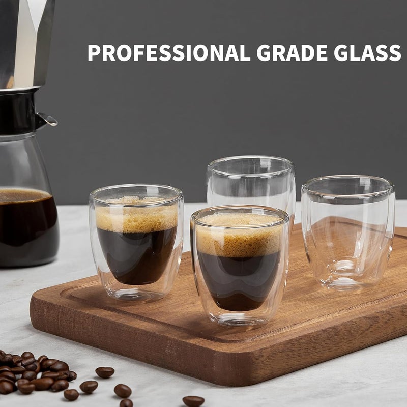 Gencywe Double Walled Espresso Cups Set of 4 (50% Thicker), 3 Ounce Clear Expresso Coffee Mugs, Espresso Shot Glasses, Double Wall Insulated Espresso Cups Suit for Espresso Machine, Microwave Safe - Image 2
