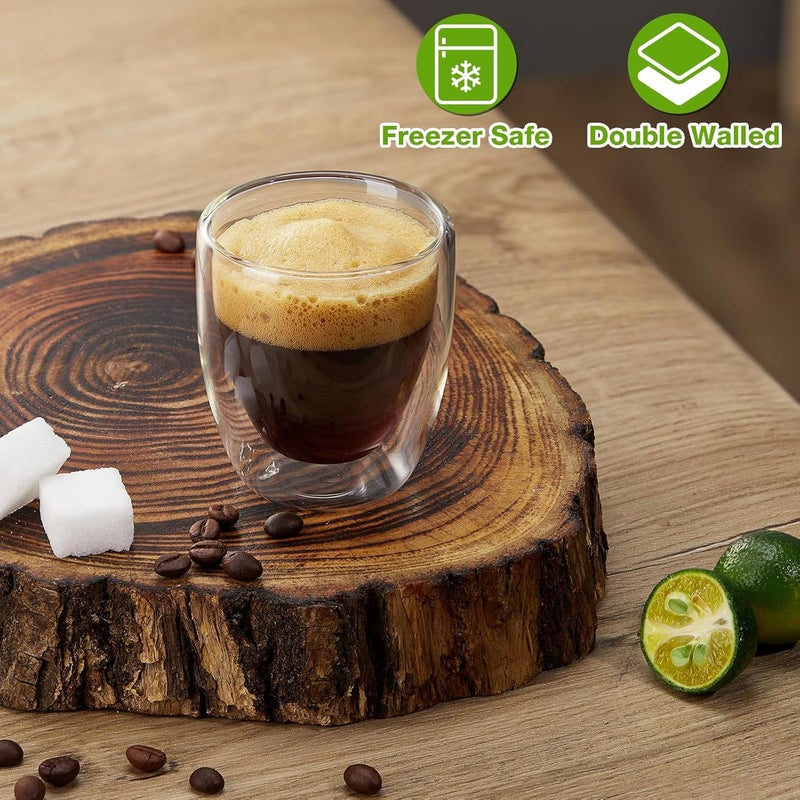 Gencywe Double Walled Espresso Cups Set of 4 (50% Thicker), 3 Ounce Clear Expresso Coffee Mugs, Espresso Shot Glasses, Double Wall Insulated Espresso Cups Suit for Espresso Machine, Microwave Safe - Image 4