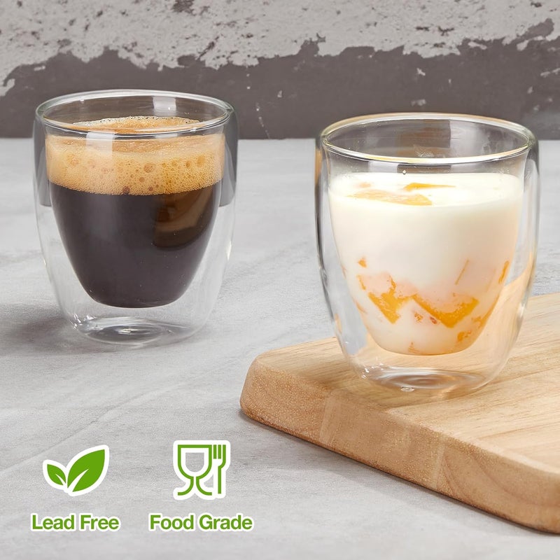 Gencywe Double Walled Espresso Cups Set of 4 (50% Thicker), 3 Ounce Clear Expresso Coffee Mugs, Espresso Shot Glasses, Double Wall Insulated Espresso Cups Suit for Espresso Machine, Microwave Safe - Image 3
