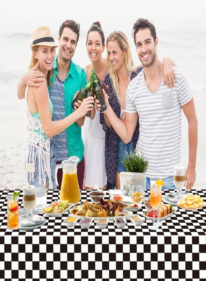 WNINK 4 Pack Black and White Checkered Disposable Tablecloth Race Car Theme Party Table Cloth, Black checkered tablecloth for Race Car Theme Birthday, Outdoor Picnic Parties Decorations, 54 × 108 Inch - Image 5
