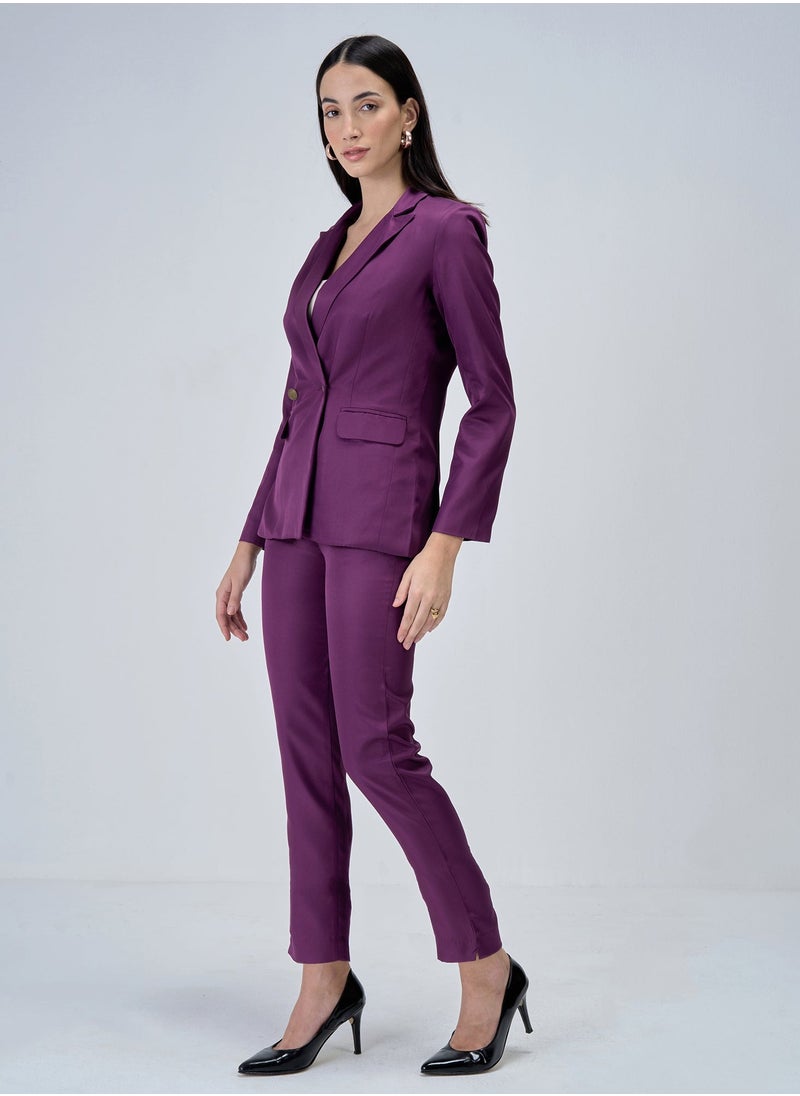 Salt Attire Women's Purple Polyester Blazer - Tailored Double-Breasted Jacket for Office & Formal Wear size  - Image 5