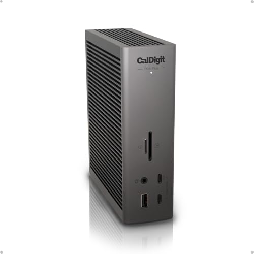 CalDigit TS5 PLUS - Thunderbolt 5 Dock - 20 Port, 10Gb Ethernet, 140W dedicated host Charging, TBT-5 x 3, USB 10Gb/s x10, Dual USB Controllers, Up to Two 8K 60Hz Displays, 1.0m Braided Cable, 330W PSU - Image 1