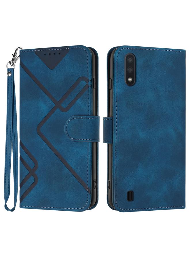 S-TOP Case For Samsung Galaxy A10 / M10 Line Pattern Skin Feel Leather Phone Case - Image 1