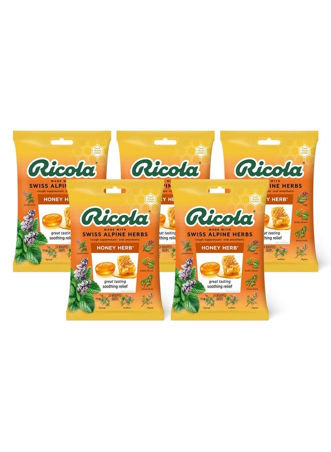 Ricola Ricola Honey Herb Herbal Cough Suppressant Throat Drops, 24ct Bag (Pack of 5)  - Image 1