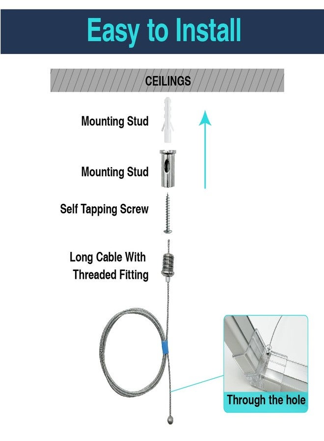 cezelux 12 Sets Hexagon Garage Lights Suspension Cables Kit Steel Hanging Chains 3.28ft, Hex Honeycomb Light Connectors Pendant Light Wire Rope Cable Heavy Duty Chandelier Wire Adjustable (1m 12pcs) - Image 5