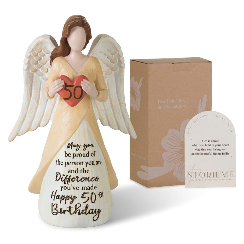 Storieme 50th Birthday Gifts for Her Women Happy Birthday Gift for Friends Besites Sisters Daughter Mom 50 Year Old Woman Birthday Angel Figurine