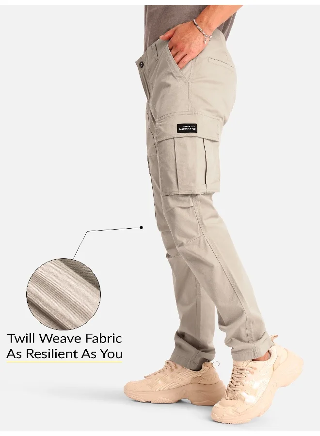 Beyoung Cream Cargo Pants for Men